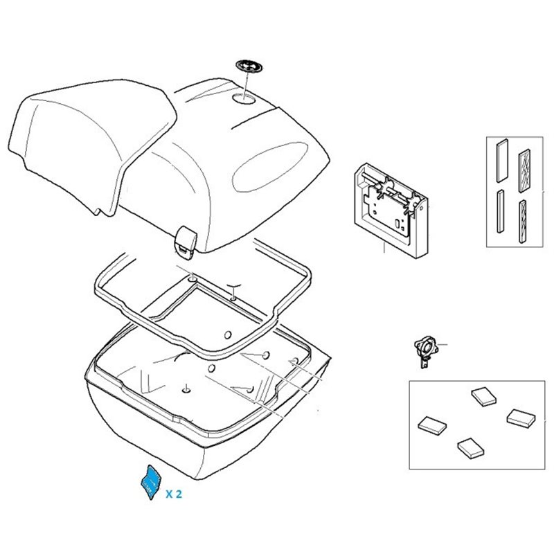 Kit de deux cales caoutchouc pour topcase 49l - R1200RT