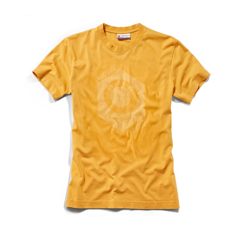 T-shirt Make Life a ride BMW Homme Jaune